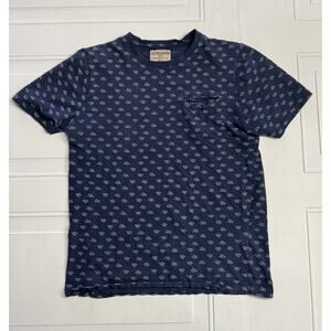 Hudson & Barrow Shirt Mens Large Slim Blue Geometric Allover Print Triangles